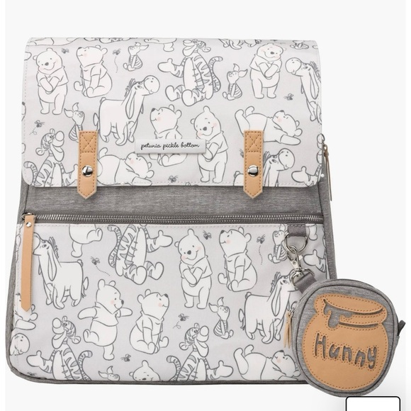 Petunia Pickle Bottom Disney Playful Pooh Meta Diaper Bag Backpack Grey Gray - Picture 1 of 11